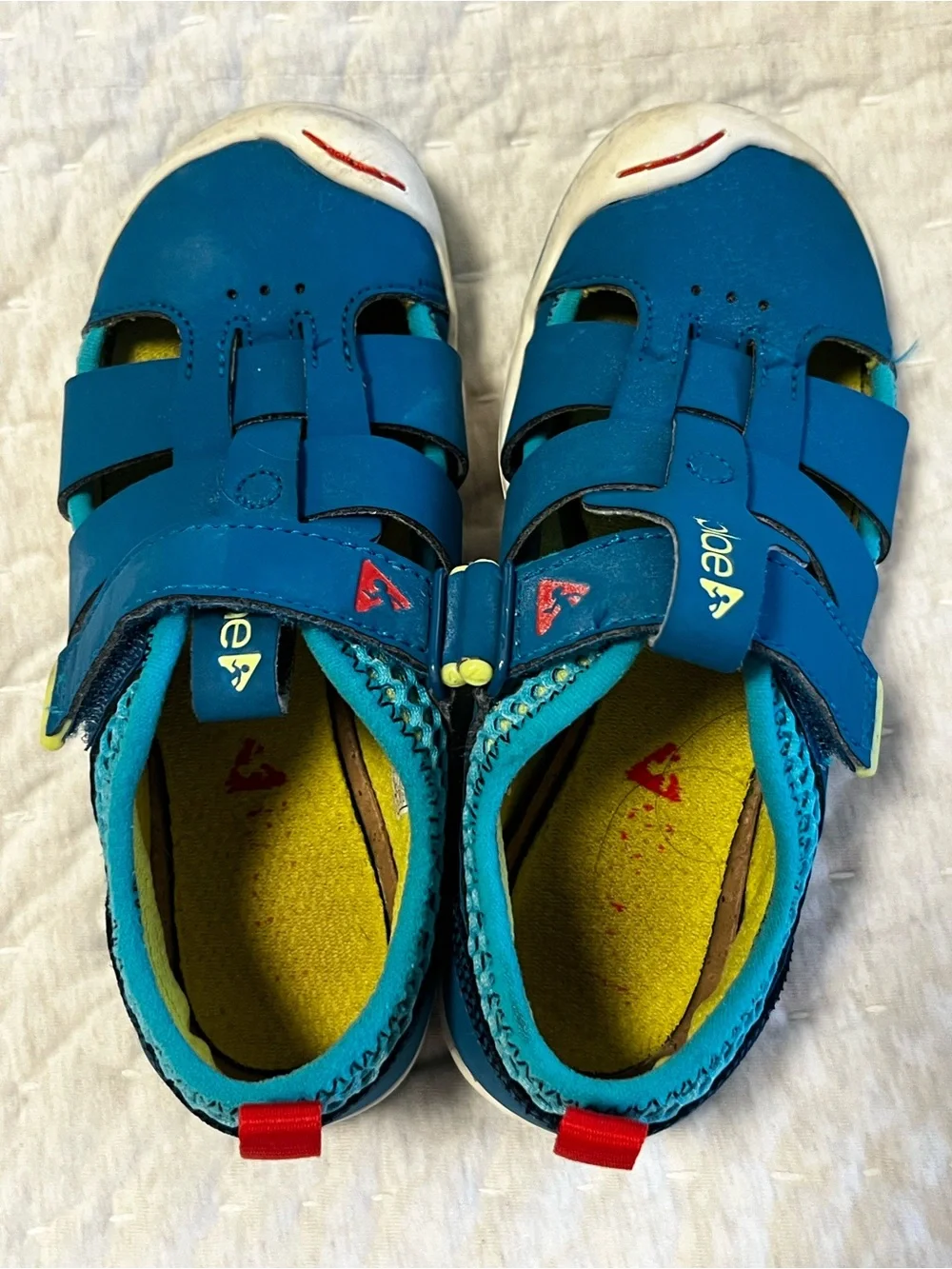 PLAE Sam 2.0 Blue Kids Closed-Toe Sport Sandals with Yellow Insole